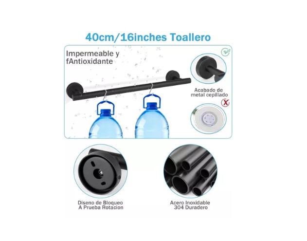 Set 7 Accesorios Para baño Acero Inoxidable - Imagen 4